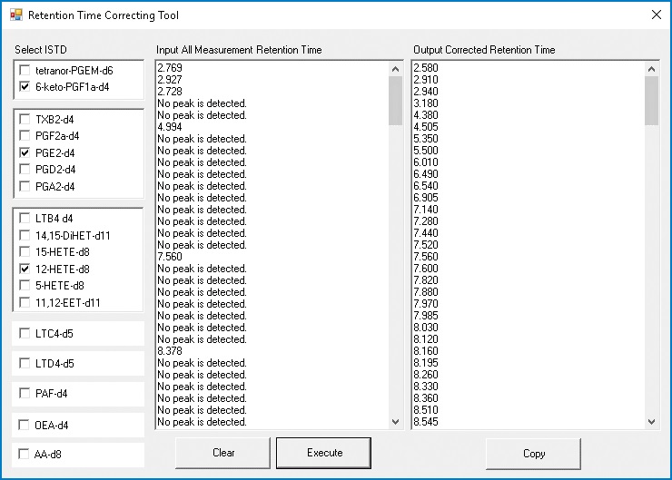 Retention Time Correcting Tool